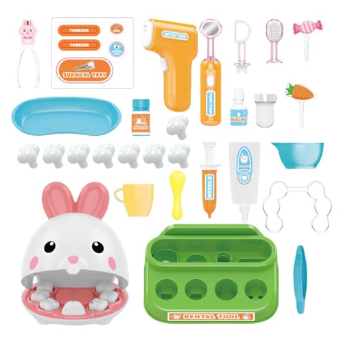 Kinderspielset | Medizinisches Kit für Ärzte | Rollenspielspielzeug für Kinder | Kinder-Zahnarzt-Spielset, pädagogisches Zahnarzt-Spielset, Arzt-Rollenspielspielzeug mit Stethoskop, medizinische Trage von Jubepk