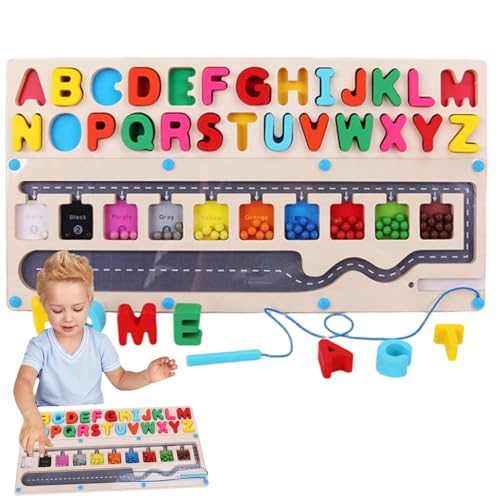 Lernlabyrinth-Spielzeug | Puzzle für Kinder im Alter von 3–5 Jahren | Sensorisches Alphabet-Spielzeug | Passendes Buchstabenpuzzle, Holzlabyrinth für Kinder, buntes Buchstabenlabyrinth, pädagogisches von Jubepk