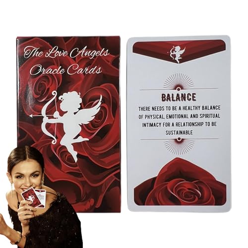 Love Angel Oracle Deck, Englisches Tarot für Wahrsagung, Wahrsagerkarten Set, Romantisches Orakel Tarotkarten, Wahrsagungsdeck für Partys, Tarotkarten für Unterhaltung, und Liebe von Jubepk