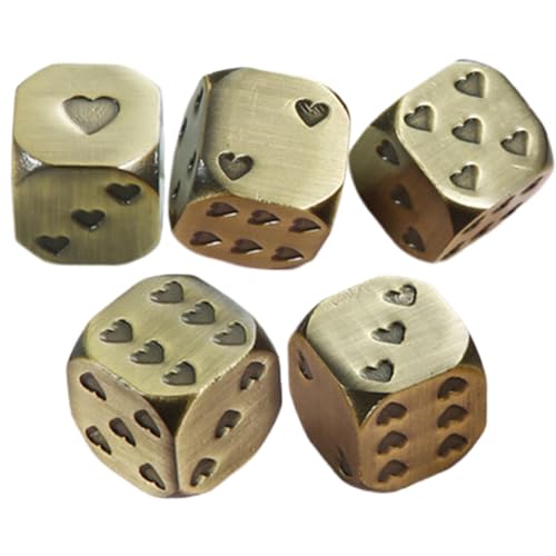 Metal Dice | Six Sided Dice | Rounded Dice | Heart Pattern Dice | Round Corner Dice, 5X for Board Games, Drinking, Entertainment, Dice for Tabletop Games, Custom Dice for Board Games von Jubepk