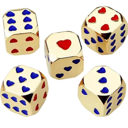 Metal Dice | Six Sided Dice | Rounded Dice | Heart Pattern Dice | Round Corner Dice, 5X for Board Games, Drinking, Entertainment, Dice for Tabletop Games, Custom Dice for Board Games von Jubepk