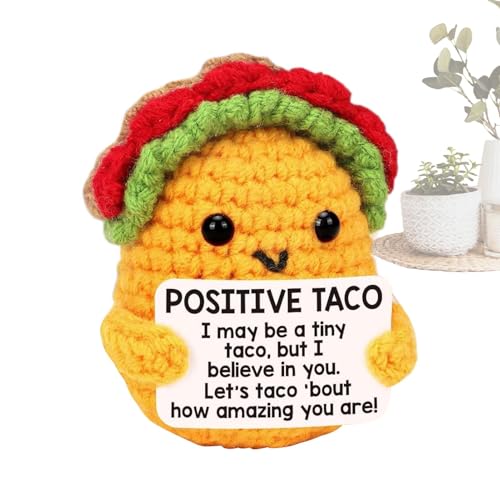 Positive Crochet Taco, Emotional Support Taco Doll, Encouraging Crochet Taco, Small Taco Emotional Support Plush with Message Card, 3.54x2.36 Inches Taco Knitting Doll for Positivity & Birthday Gift von Jubepk