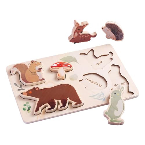 Puzzlespiel für Kinder | Holzform| Passendes Puzzle-Set | Puzzle in Astronautenform für Kleinkinder, Puzzleblöcke für frühes Lernen, interaktives Lernspielzeug in Tierform von Jubepk