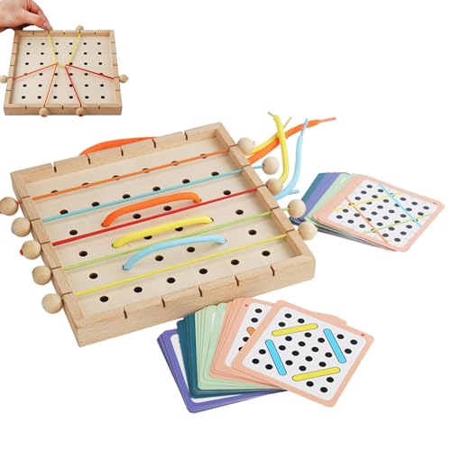 Reise-Schnürspiel | Schnürspielzeug aus Holz | Frühes Lern-Schnürspielzeug, Feinmotorik-Schnürspielzeug, Fädelspiel für Kinder, lustiges Schnürspielzeug für Kleinkinder, Fädelspielzeug aus Holz von Jubepk