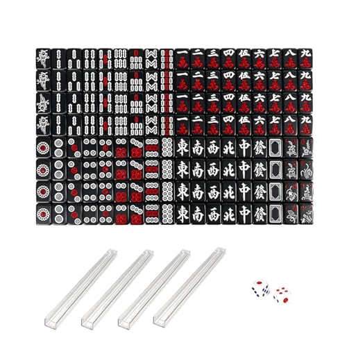 Small Mahjong Set, Small Chinese Style Mahjong Set, Portable Small Mahjong Set for Travel, Compact Mahjong Set with Carrying Case, 144 Cards Dice Rulers Family-Friendly Mahjong Game for Picnics von Jubepk