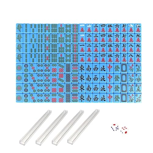 Small Mahjong Set, Small Chinese Style Mahjong Set, Portable Small Mahjong Set for Travel, Compact Mahjong Set with Carrying Case, 144 Cards Dice Rulers Family-Friendly Mahjong Game for Picnics von Jubepk