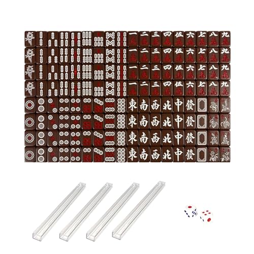 Small Mahjong Set, Small Chinese Style Mahjong Set, Portable Small Mahjong Set for Travel, Compact Mahjong Set with Carrying Case, 144 Cards Dice Rulers Family-Friendly Mahjong Game for Picnics von Jubepk