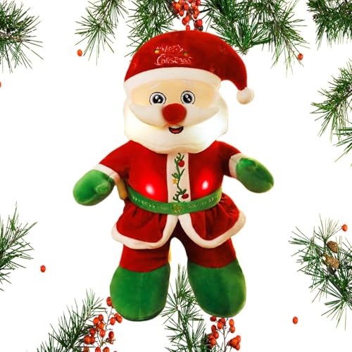 Tanzender Weihnachtsmann, Plüsch-Weihnachtsmann-Puppe, Musikalisches Weihnachtsmann-Spielzeug, Weihnachts-Animatronics-Puppe, 15,75 Zoll Großer Tanzender Weihnachtsdekor-Plüsch Mit Musik Und Bunten Li von Jubepk