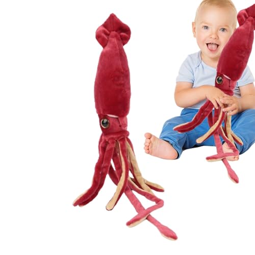 Tintenfisch-Plüschkissen, Riesen-Tintenfisch-Plüsch, 65 Cm Große Tintenfisch-Puppe, Rotes Gefülltes Meerestier-Spielzeugkissen, Tintenfisch-Puppe-Ozean-Stofftier, Weiches Tier-Plüsch-Partyzubehör von Jubepk