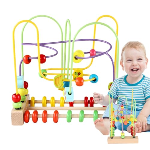 Wooden Bead Maze, Colorful Bead Roller Coaster, Interactive Learning Toys, Early Childhood Education, Colorful Wooden Bead Maze Designed to Enhance Early Learning and Motor Skills Development von Jubepk