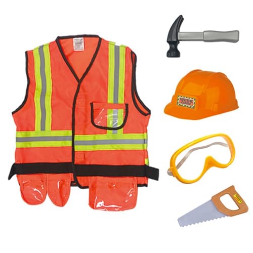 Jubilofex Konstruktionskostüm für Kleinkinder – Erstellen von Bauarbeitern Look 5 Stück für Set Tool Engineering Worker Clothes | Partys und Mode Cosplay Kostüm Set Uniform von Jubilofex