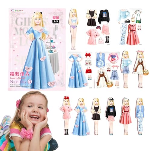 Jubilofex Magnetische Papierpuppen, magnetische Anziehpuppen,Magnetisches Puppen-Anziehspielzeug - Bequemer Griff. Rollenspiel-Reisespielset, pädagogisches Geschenk für Mädchen im Alter von 4, 5, 6 Jubilofex Magnetische Papierpuppen, magnetische Anziehpuppen,Magnetisches Puppen-Anziehspielzeug - Bequemer Griff. Rollenspiel-Reisespielset, pädagogisches Geschenk für Mädchen im Alter von 4, 5, 6 von Jubilofex
