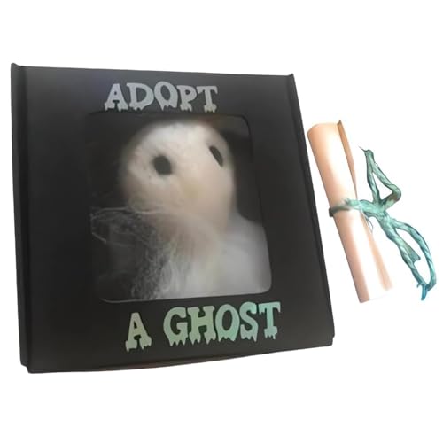 Jubilofex Miniaturgeister | -Geisterpuppe mit winziger Schriftrolle | Supernatural Ghost Filzspielzeug, Halloween Wollgefühl gruselige Puppe, Ghost Doll Adoptionsprogramm für Geistergeschichten von Jubilofex