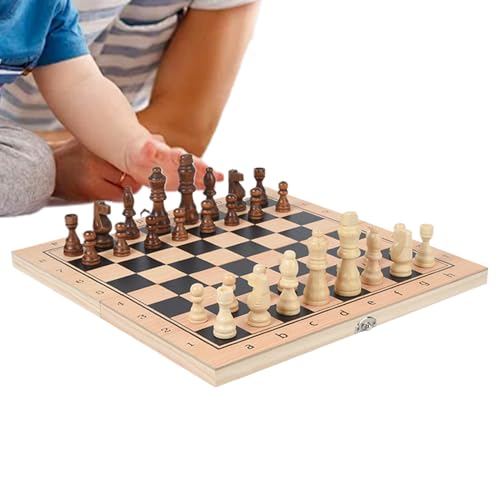 Jubilofex Schachspiel - 3 In 1 Holz-Dame Brettspiel | Interaktives Strategiespiel für Kinder, Erwachsene, Anfänger & Familienunterhaltung Jubilofex Schachspiel - 3 In 1 Holz-Dame Brettspiel | Interaktives Strategiespiel für Kinder, Erwachsene, Anfänger & Familienunterhaltung von Jubilofex