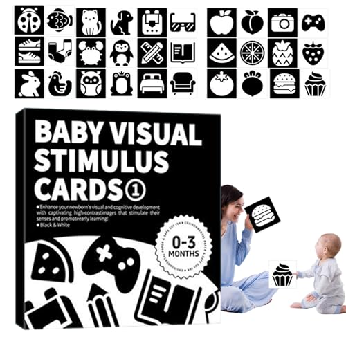 Jubilofex Sensorische Lernkarten für Babys | Set mit Karten zur sensorischen Entwicklung schwarz und weiß – interaktive visuelle Lernkarten für Kleinkinder und Mädchen Jubilofex Sensorische Lernkarten für Babys | Set mit Karten zur sensorischen Entwicklung schwarz und weiß – interaktive visuelle Lernkarten für Kleinkinder und Mädchen von Jubilofex