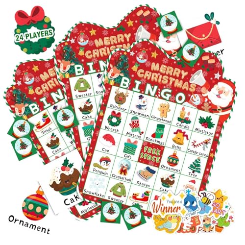 Jubilofex Weihnacht Bingo Game Set | Kinder Weihnachten Bingo Party Brettspiel Set, lustige Aktivitäten für Schulreisefestival Party Karnevalskinder im Freien im Freien Familienveranstaltungen Jubilofex Weihnacht Bingo Game Set | Kinder Weihnachten Bingo Party Brettspiel Set, lustige Aktivitäten für Schulreisefestival Party Karnevalskinder im Freien im Freien Familienveranstaltungen von Jubilofex