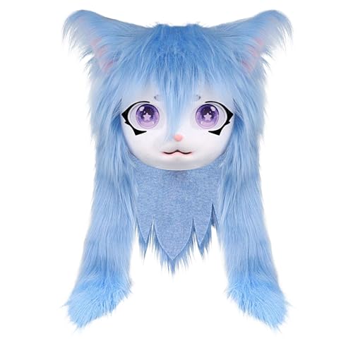 Realistische Tiermaske - Pelzige Katze Voller Kopf, große Augen Kostüm | Plüsch lange Haare Requisite für Frauen Männer Anime Convention Halloween Masquerade Theatre Performance Cosplay Party und Char Realistische Tiermaske - Pelzige Katze Voller Kopf, große Augen Kostüm | Plüsch lange Haare Requisite für Frauen Männer Anime Convention Halloween Masquerade Theatre Performance Cosplay Party und Char von Jubilofex