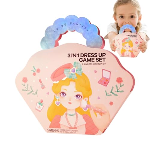 Sticker Dress Up Doll - Make-up auf Papier, Verkleiden Sie die Karte Prinzessin Spiel | 3 in 1 Prinzessinnenkleidungs-Set, Spielzeug für Mädchen zum Schminken aus Papier, Klebriges Make-up, Li Sticker Dress Up Doll - Make-up auf Papier, Verkleiden Sie die Karte Prinzessin Spiel | 3 in 1 Prinzessinnenkleidungs-Set, Spielzeug für Mädchen zum Schminken aus Papier, Klebriges Make-up, Li von Jubilofex