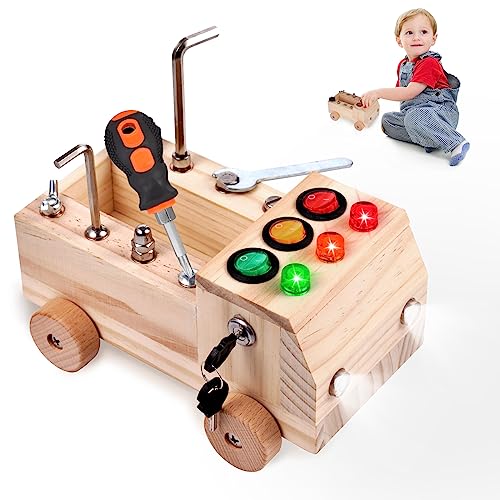 Motorikspielzeug 2 Jahre, Montessori Spielzeug Schraubendreherbrett Holz Busy Board Lernspielzeug Activity Lichtschalter Lernspiele Sensorisches Geschenk Baby Kleinkinder Jungen Mädchen ab 2 3 4 Jahre von Judavry