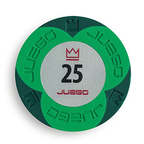 Juego JU00133 100 Imprägnierte Poker Chips Poker Set Tunierwert 25, Gesellschaftsspiel - Grün von Juego