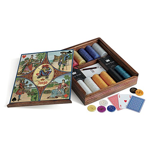 Juego JU00215 Royale La Corte Poker Set inkl. Pokerkarten Kartenspiel, Notizblock + Poker Chips - Mehrfarbig von Juego