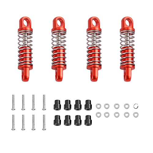 Jufjsfy 4 Stück Serien Stoßdämpfer aus Legierung, gefüllt, für Hobby-Modell, 1/28 K969 K989 P929 Drift, Rot von Jufjsfy