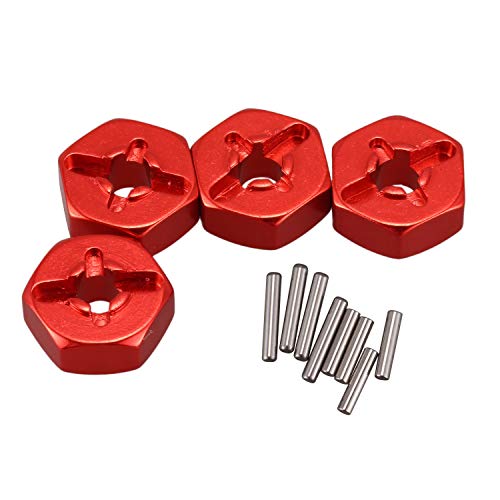 Jufjsfy Upgrades des sechseckigen Radnaben-Adapters aus Legierung, 12 mm, für 144001 1/14 Rc Auto-Ersatzteile, Rot von Jufjsfy