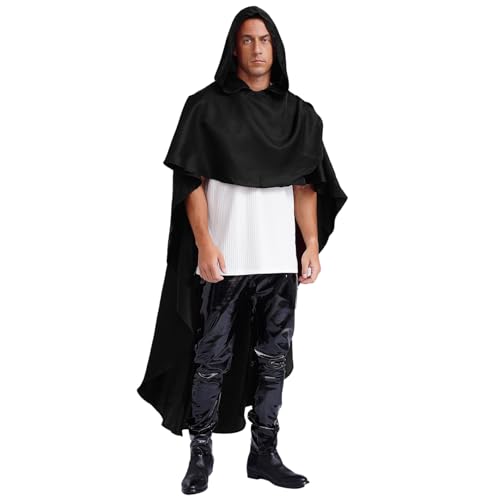 Jugaoge Herren Halloween Mittelalter Krieger Kapuzenumhang Vorne Kurz Hinten Lang Hooded Cape Vampire Hexe Zauberer Cosplay Gothic Kostüm Armeegrün L von Jugaoge