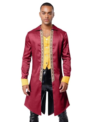 Jugaoge Herren Klassischer Frack Vintage Jacquard Gehrock mit Schößen Gemustert Anzug Jacke Festlich Zauberer Militärischer Mantel Motto Party Outfits Jugaoge Herren Klassischer Frack Vintage Jacquard Gehrock mit Schößen Gemustert Anzug Jacke Festlich Zauberer Militärischer Mantel Motto Party Outfits von Jugaoge