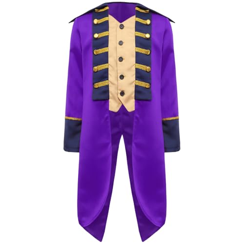 Jugaoge Kinder Mittelalter Steampunk Frack Viktorianisch Prinz Jacke Britischer Gehrock Jungen Kolonial Stil Mantel Outerwear Violett 110-116 von Jugaoge