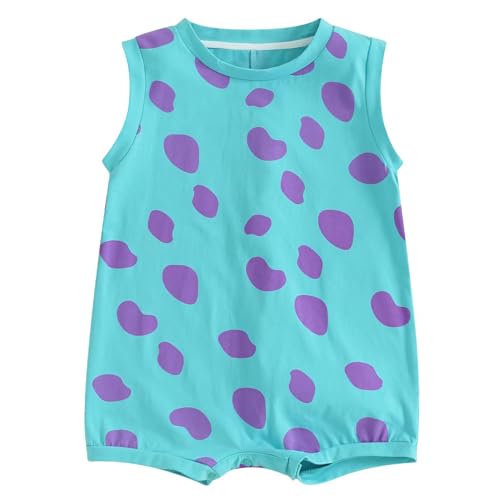 Jugaoge Unisex Baby Tier Kostüm Kuh Flecken/Dinosaurier Muster Body Sommer Ärmellos Strampler mit Kurze Hose Einteiler Babykleidung Blau 50-56 von Jugaoge