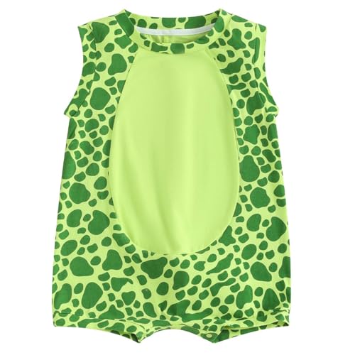 Jugaoge Unisex Baby Tier Kostüm Kuh Flecken/Dinosaurier Muster Body Sommer Ärmellos Strampler mit Kurze Hose Einteiler Babykleidung Grün 50-56 von Jugaoge