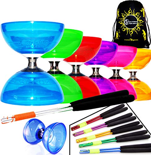 Diabolo Diabolo, Cyclone, Quartz II, 6 Farben, mit 3fach-Kugellager, Aluminiumstäbe und Schnur, Transporttasche, Blau von Juggle Dream