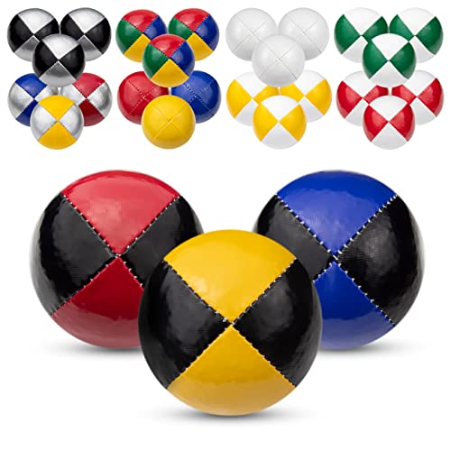 Juggle Dream 3X Pro Thud Jonglierbälle - Set mit 3 professionellen Jonglierbällen mit kostenlosem Online-Lernvideo, perfekt für Anfänger und Experten (Schwarz/Blau, Schwarz/Rot, Schwarz/Gelb) von Juggle Dream