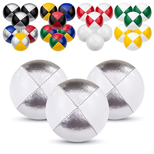 Juggle Dream 3X Pro Thud Jonglierbälle - Set mit 3 professionellen Jonglierbällen mit kostenlosem Online-Lernvideo, perfekt für Anfänger und Experten (Silber/Weiß) von Juggle Dream