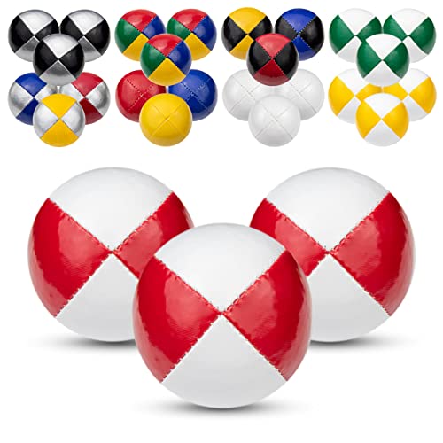 Juggle Dream 3X Pro Thud Jonglierbälle - Set mit 3 professionellen Jonglierbällen mit kostenlosem Online-Lernvideo, perfekt für Anfänger und Experten (Weiß/Rot) von Juggle Dream