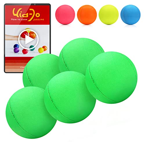 Juggle Dream 5X Pro Thud Jonglierbälle - Set mit 5 professionellen Jonglierbällen mit kostenlosem Online-Lernvideo, für Anfänger und Experten (Grün) von Juggle Dream