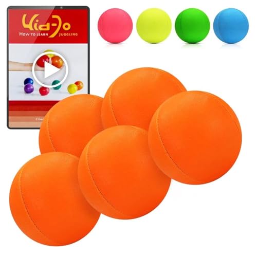 Juggle Dream 5X Pro Thud Jonglierbälle - Set mit 5 professionellen Jonglierbällen mit kostenlosem Online-Lernvideo, für Anfänger und Experten (Orange) von Juggle Dream