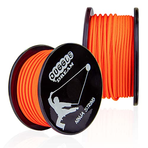 Juggle Dream Ninja Professionelle Diabolo Schnur mit Extra Dichtem Gewebe und Glatter Oberfläche — Ideal für Mehrere Wickel, Neonorange (25m) von Juggle Dream