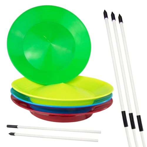 Juggle Dream Satz von 4 Drehteller Jonglierteller mit 4 teilbare Handstäbe Klassische Zirkusdrehteller für Kinder und Erwachsene Spinnplatten von Juggle Dream