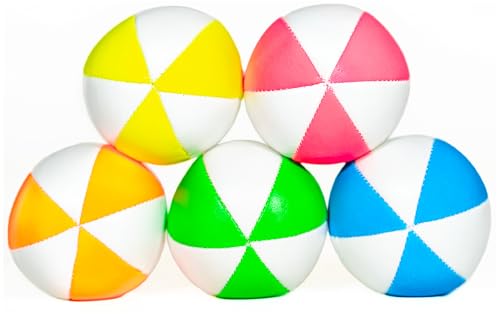 Juggle Dream UV Pro 6 Panel Star Jonglierbälle - 5er Set (Weiß/Leuchtend Gelb, Orange, Grün, Pink, Blau) mit kostenlosem Online-Lernvideo - Geeignet für Profis und Anfänger von Juggle Dream