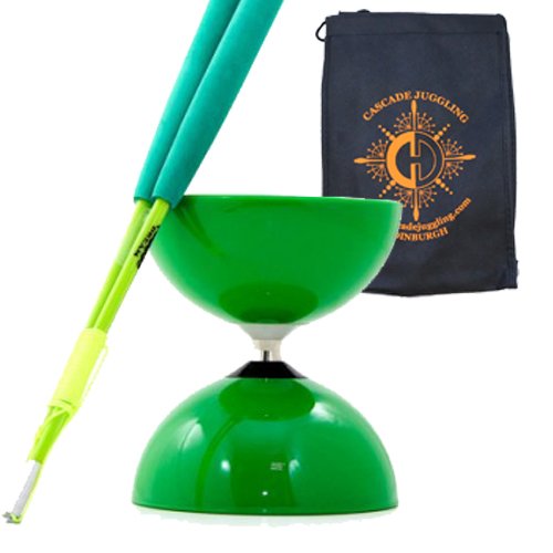 Juggle Dream Green Big Top - Jumbo Bearing Diabolos Set, Green Superglass Diablo Sticks, Diabolo String (Green) von Juggle Dream