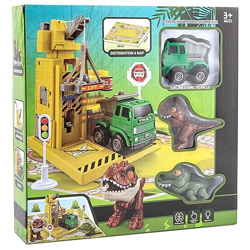 Juinsa Dinosaurierparkplatz, mit Garage, Teppich und Zubehör, Box 38 x 7 x 23 cm von Juinsa