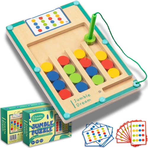 Jumble Magnetisches Labyrinth-Puzzle-Spiel: Montessori-Sensorikspielzeug für Kinder ab 1 Jahren, Lernspielzeug für Kleinkinder, farblich passendes Labyrinth, um Fähigkeiten zu entwickeln und Spaß zu von Jumble Dream