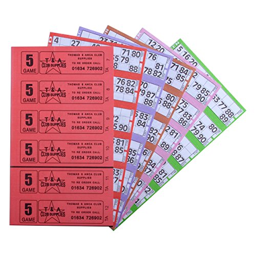 Jumbo Bingo 750 BOOKS 5 PAGE GAME STRIPS OF 6 TV TICKET SHEET BIG BOLD NUMBERS von Jumbo Bingo