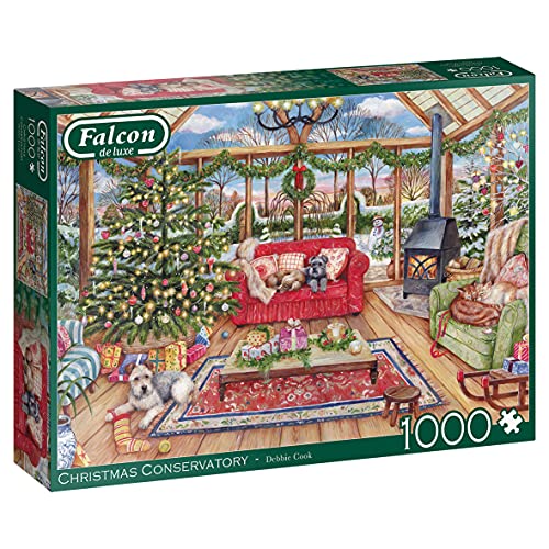 Falcon 11275 Christmas Conservatory-1000 Teile de Luxe Katzen Puzzlespiel, Mehrfarben von Jumbo