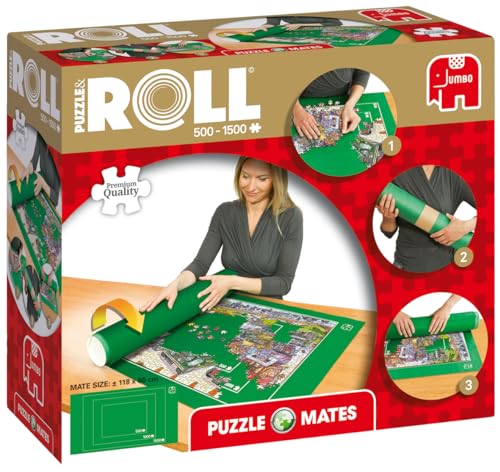 Jumbo Spiele “Puzzle & Roll” - Puzzlematte zum Ausrollen für bis zu 1500 Teile Puzzlezubehör, Multi Kleuren von Jumbo