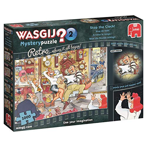 Jumbo 19154 Wasgij Mystery Retro 2 Stop The Clock Puzzle 1000 Teile, Mehrfarbig von Jumbo