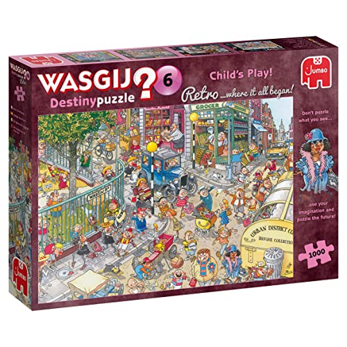 Jumbo Spiele Wasgij Retro Destiny 6 Kinderspiel - Puzzle 1000 Teile, Blau/Lila von Jumbo