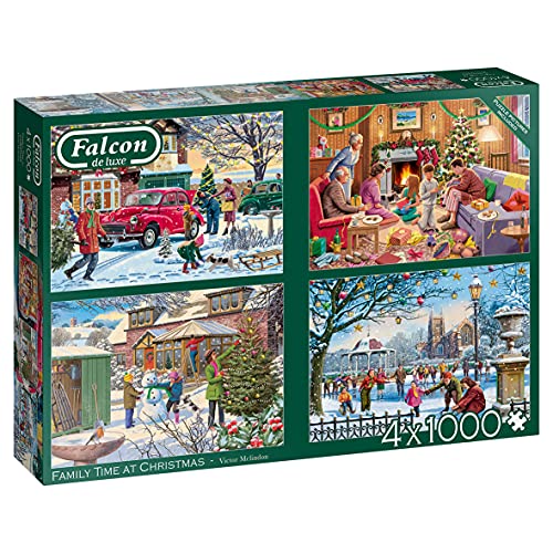 Falcon 11269 Family Time at Christmas 4X 1000 Teile Snowman Puzzlespiel, Mehrfarben von Jumbo